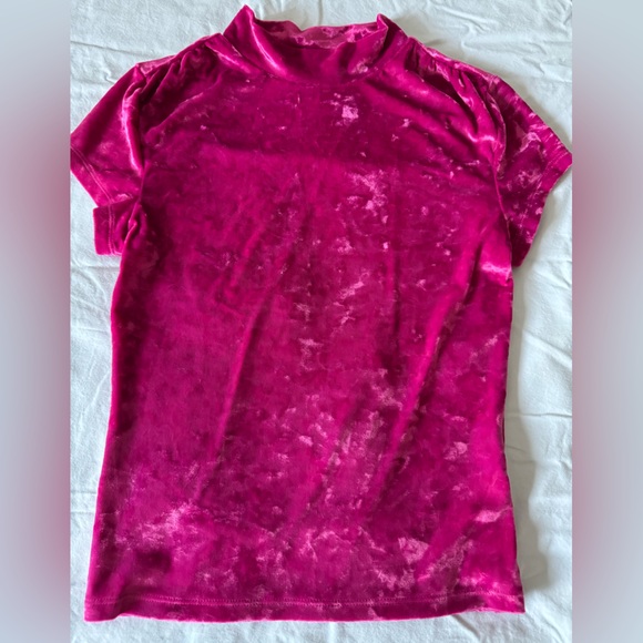a new day Fuchsia Velvet Short Sleeve Top - Picture 1 of 5